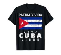 Viva Cuba Libre Patria Y Vida Bandera Cubana apenada Camiseta