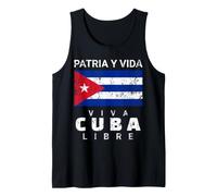 Viva Cuba Libre Patria Y Vida Bandera Cubana Apenada Camiseta sin Mangas
