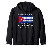 Viva Cuba Libre Patria Y Vida Bandera Cubana Apenada Sudadera con Capucha