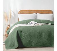 VIVA FINO Colcha Boutí 170x210 cm,Colcha Ultrasónica Verde,Ligera,Suave y Fácil de Limpiar, Doble Cara,Funda de Cama con Motivo de Hojas,Ideal para Todas Las Estaciones,para Cama y Sofá
