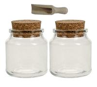 Viva Haushaltswaren 2 Gewürzgläser 175ml mit Kork-Verschluss Korkengläser, INKL. einer kleinen Holzschaufel para Especias