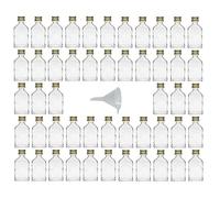 Viva Haushaltswaren - 50 Mini Botellas de Cristal (con Cierre, 20 ml, rellenables, Incluye Embudo de 5 cm de diámetro