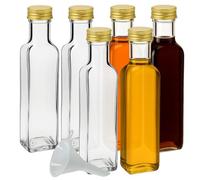 mikken Viva Haushaltswaren 6 botellas de cristal de 500 ml con tapón de rosca para autollenado, incluye embudo de llenado de 9,5 cm de diámetro