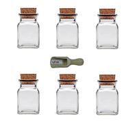 Viva Haushaltswaren - Juego de 6 tarros de Cristal para Especias, 150 ml, tapón de Corcho, Incluye Pala de Madera