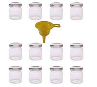 Viva-Haushaltswaren - Tarros de Cristal para Mermelada de tamaño Mini (12 Unidades, 53 ml, Incluye Embudo y Tapa Plateada)