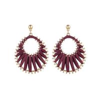 Viva Joya Pendientes de lágrima estilo rafia bohemio para mujer, vacaciones en la playa, verano, aretes colgantes grandes, joyería estética de moda, aretes tejidos hechos a mano para despedida de