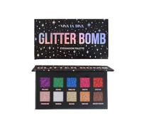 VIVA LA DIVA Glitter Bomb - Nuevo Packaging - Paleta de Sombras con 10 Tonos Intensos de Purpurina - Diseño Glam Nocturno - Uso en Ojos, Rostro y Cuerpo - Vegana y Cruelty-Free