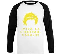 Viva Libertad Yellow Milei Camiseta Unisex De Béisbol, Camisa De Manga Blanca Y Negra