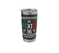 Viva México Camiseta 16 de Septiembre Independencia Vaso térmico de acero inoxidable de doble pared