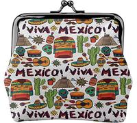 Viva Mexico con Monedero de Cuero Nativo para Mujer, pequeño Monedero con Cierre de Cierre de Beso, Billetera con Hebilla para Regalo de niña