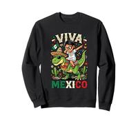Viva Mexico Dabbing Chica Latina Montando T-Rex Cinco de Sudadera