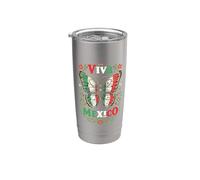 Viva México Día de la Independencia Mexicana Mariposa Vaso térmico de acero inoxidable de doble pared