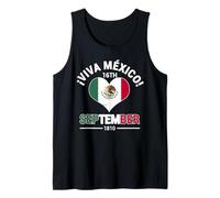 Viva México Independence Day 16 Septiembre 1810 Bandera de corazón Camiseta sin Mangas