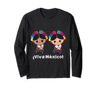 Viva Mexico Mexican Independence Day Shirts Women Girls Kids Manga Larga