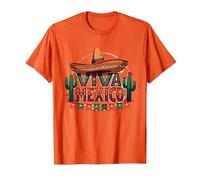 Viva Mexico Sombrero Cactus Fiesta Mexicanos para Hombre Camiseta, Hombre, Naranja, S