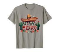 Viva Mexico Sombrero Cactus Fiesta Mexicanos para Hombre Camiseta, Hombre, Pizarra, XXL