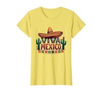 Viva Mexico Sombrero Cactus Fiesta Mexicanos para Hombre Camiseta, Mujer, Limón, M