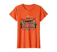 Viva Mexico Sombrero Cactus Fiesta Mexicanos para Hombre Camiseta, Mujer, Naranja, XL