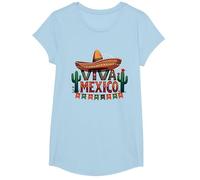 Viva Mexico Sombrero Cactus Fiesta Mexicanos para Hombre Camiseta, Niñas, Azul Bebé, Mediano