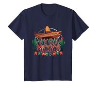 Viva Mexico Sombrero Cactus Fiesta Mexicanos para Hombre Camiseta, Niños, Azul Marino, 10 años