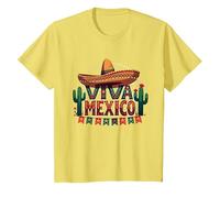 Viva Mexico Sombrero Cactus Fiesta Mexicanos para Hombre Camiseta, Niños, Limón, 3 años