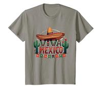 Viva Mexico Sombrero Cactus Fiesta Mexicanos para Hombre Camiseta, Niños, Pizarra, 6 años