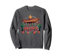 Viva Mexico Sombrero Cactus Fiesta Mexicanos para Hombre Sudadera, Unisex para Adultos, Jaspeado Oscuro, S