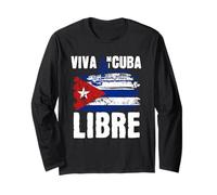 Viva Mi Cuba Libre La Habana Capitolio y Bandera Cubana Manga Larga