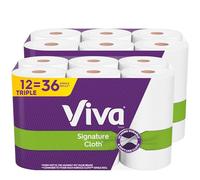 Viva Toallas de papel de tela, 12 rollos triples, 141 hojas por rollo