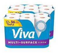 Viva Toallas de papel de tela multisuperficie, 12 rollos triples, 165 hojas por rollo