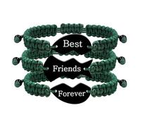 Vivaday 3 Pulseras para Hermanos y Mejores Amigos - Pulseras Trenzadas Ajustables Verdes Hechas a Mano, Regalos para Hombres Mujeres, Amistad a Distancia