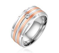 Vivaday Anillo personalizado diseño sutil para pareja | Anillos de pareja sofisticados con circonitas clásicas | Joyería con bendición espiritual | Ideal para San Valentín - Talla 8 Y4036