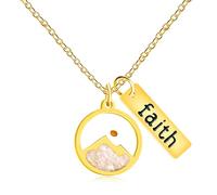 Vivaday Collar con colgante con patrón de montaña de semillas de mostaza, regalo religioso con temática de arena para mujeres, collares de fe de acero inoxidable para cristianos, joyería bíblica Mateo