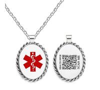 Vivaday Collar de identificación de emergencia Collares colgantes con nombre grabado y placa médica personalizable | Hipoalergénico, deportivo, unisex, para correr y hacer senderismo YA5218