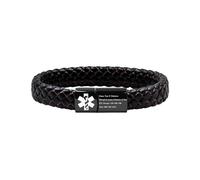 Vivaday Cómoda pulsera de cuero médica Banda de alerta médica grabada con texto | Pulseras con etiqueta de identificación de primeros auxilios | Muñequera Suave y Flexible para Deportes YA5552