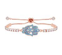 Vivaday Hamsa YA4942 - Pulsera de protección para las manos con deslizamiento de latón ajustable, símbolo de buena fortuna y amistad de las mujeres, perfecta para el uso diario, estilo tenis, bolo