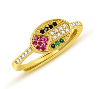 Vivaday Joyería étnica de Oriente Medio con colores palestinos Anillo ajustable de circonita cúbica con diseño ovalado | Anillos elegantes para eventos sociales YA6340