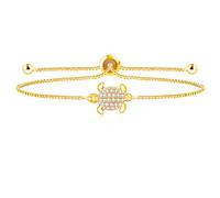 Vivaday Pulsera con dije de tortuga para mujer - Pulsera delicada chapada en oro con cierre Bolo ajustable y adorable elemento de tortuga para su cumpleaños, Acción de Gracias SJA4597
