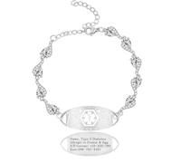 Vivaday Pulsera de alerta médica ajustable circonitas | Pulseras de emergencia personalizadas con identificación de primeros auxilios | Ligera e hipoalergénica | Ideal para mujeres YA5726