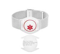 Vivaday Pulsera de alerta médica Correa de acero inoxidable personalizada con identificación | Ligera y suave | Información de emergencia unisex YA6080