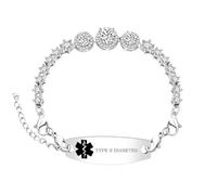 Vivaday Pulsera de alerta médica delicada DIABETES TIPO II | Pulsera impermeable con identificación grabada personalizada | Cadena extraíble | Joyería médica de moda para mujer YA5740