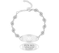 Vivaday Pulsera de alerta médica elegante y duradera con circonita | Pulseras de emergencia médica con texto personalizado | Suave con la piel | Pulsera ajustable antipérdida para montañismo YA5726