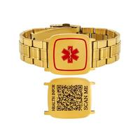 Vivaday Pulsera de contacto de emergencia con identificación médica personalizada con código QR Pulsera ajustable de acero inoxidable con grabado personalizado | Joyería de identificación