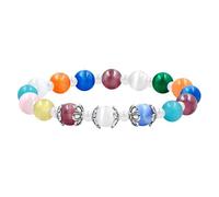 Vivaday Pulsera de cuentas de piedra de ojo de gato de colores brillantes | Exquisitas pulseras expandibles de piedra de cuarzo para un ser querido | Piedra de ojo de gato de 0.3 pulgadas | 6.88