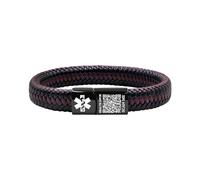 Vivaday Pulsera de cuero médica duradera hombres | Identificación médica de emergencia personalizable, nombre personalizado, pulseras de estilo de vida activo no alérgicas, YA5551