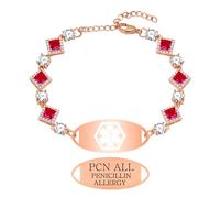 Vivaday Pulsera de identificación médica personalizada mujer con alergia a la penicilina | Pulsera de emergencia con grabado personalizado | Pulseras con dijes intercambiables YA5737