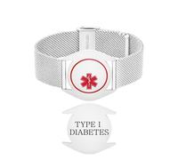 Vivaday Pulsera de identificación médica primeros auxilios | Correa de acero inoxidable con grabado personalizado | Suave y duradera | Para exteriores, entrenamiento y uso diario YA6080