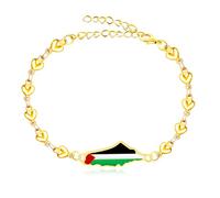 Vivaday Pulsera forma de corazón en apoyo a Palestina | Pulseras de cadena del orgullo palestino | Joyería artesanal de la unidad con la bandera de la paz | Pulsera de cultura de Oriente YA5212