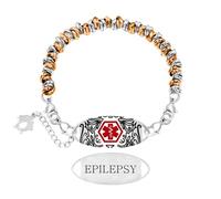 Vivaday Pulsera información de emergencia | Cadena metálica multicolor | Pulseras con placa de identificación médica grabada personalizada | Joyería cómoda de acero inoxidable para mujer YA5541