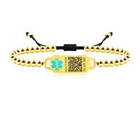 Vivaday Pulsera médica de emergencia personalizada con cuentas, símbolo médico de cruz roja, joyería de identificación de alergias, pulseras de alerta médica de acero inoxidable, 6.7 pulgadas + 4.7